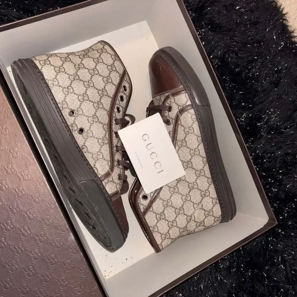Gucci GG Monogram Canvas and Leather High-Top Sneakers